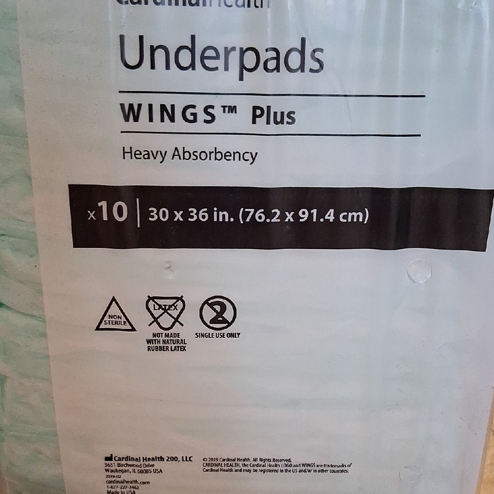 CARDINAL HEALTH UNDERPADS WINGS  10 PACK ** FIRM PRICE **